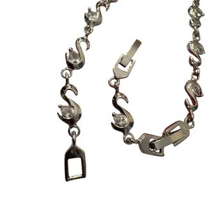 Crystals By Swarovski Swan Bracelet Rhodium Overlay With 1" Ext Dainty Sparkle